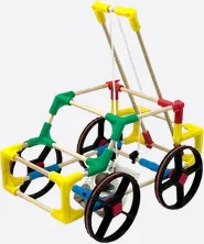 A yellow four-wheel frame