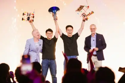 Winning the Hult Prize 2025 on stage in London