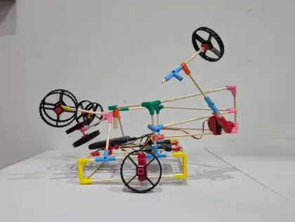 A bare cart with its motor exposed