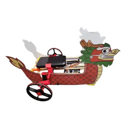 A dragon boat with a carved head