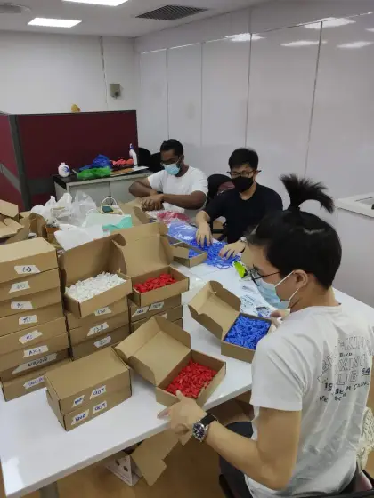 Packing kits into boxes