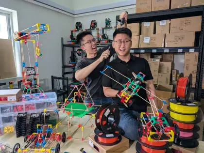 The founders fooling around among the printers