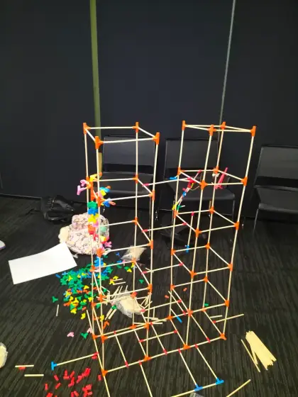 Twin orange towers