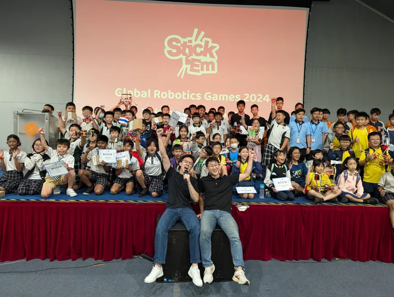 Teams from six countries on stage at the Global Robotics Games 2024